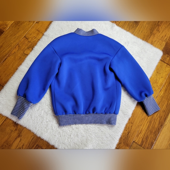 Tadashi Shoji Fuji Neoprene Jacket Full Zip Blue Women's Small - Picture 5 of 12